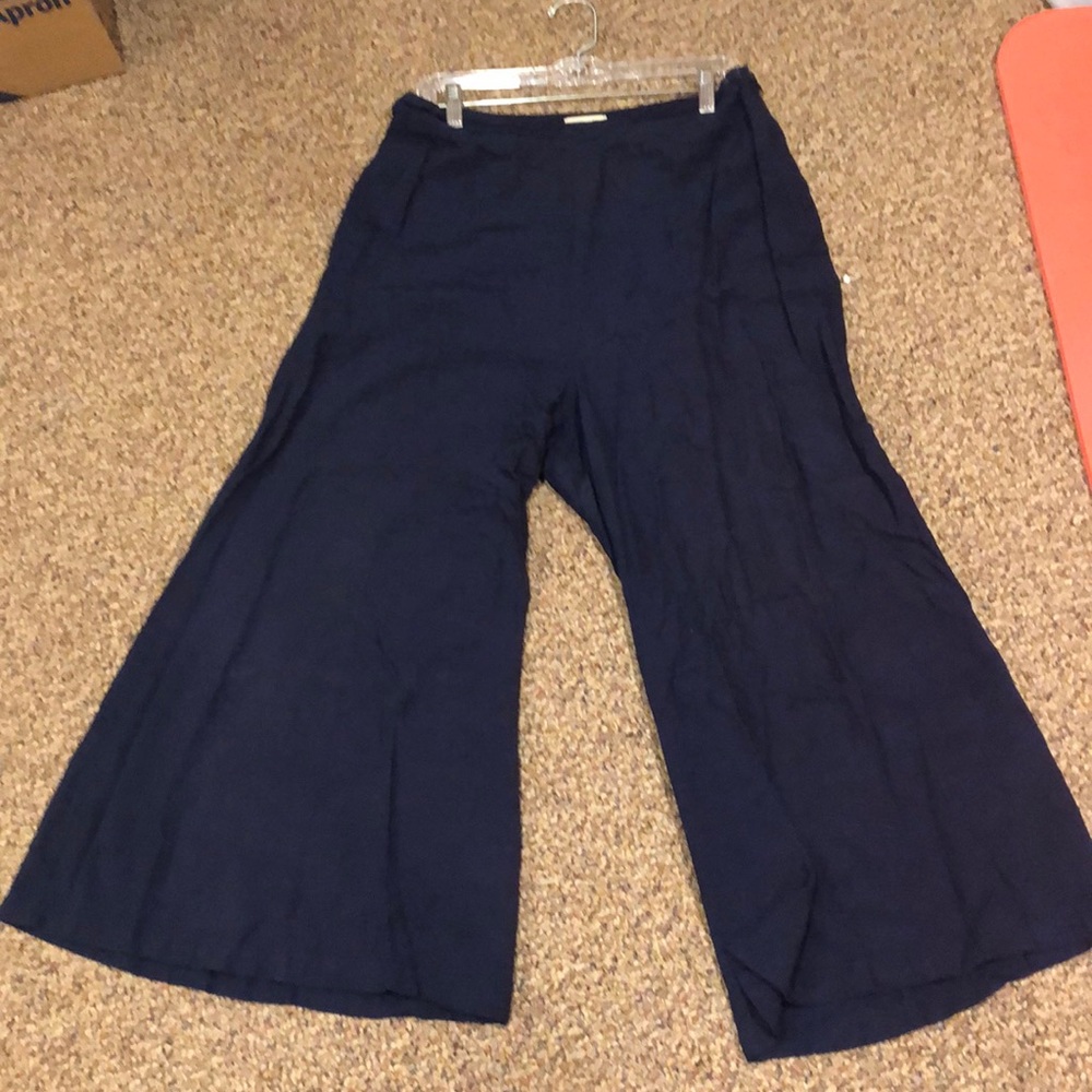 Anthropologie Navy Blue Wide Leg Pants